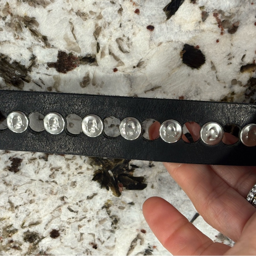 NWT Studded B Belt Ravena leather belt (85 cm size Small) black silver - Picture 5 of 12